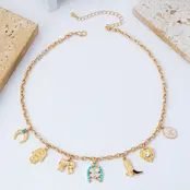 Western Turquoise Horseshoe Charm Necklace | 80N93198