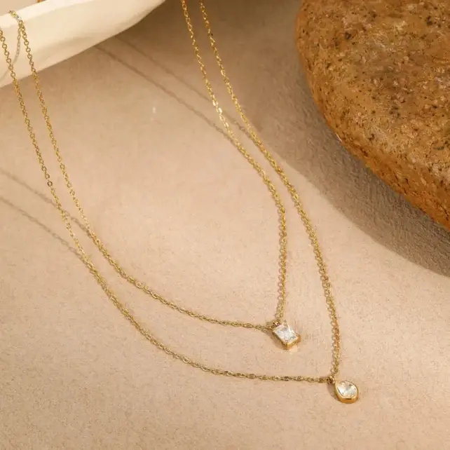 18K Stainless Steel Tarnish Free Layered Necklace | 40NK9688