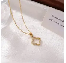 18K Gold Stainless Clover Pendant Necklace, 16 in | 40NK9680