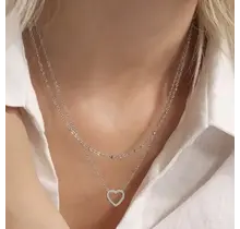 Stainless Steel Waterproof Tarnish Free Necklace | 40NK9523 Heart Silver