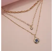 Multi-Layer Heart Sapphire Pendant Necklace | 25N929