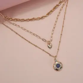 Multi-Layer Heart Sapphire Pendant Necklace | 25N929