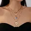Layered Porcelain Heart Cross Charm Necklace | 80N92498