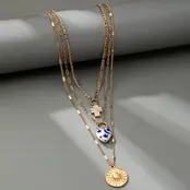 Layered Porcelain Heart Cross Charm Necklace | 80N92498