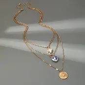 Layered Porcelain Heart Cross Charm Necklace | 80N92498