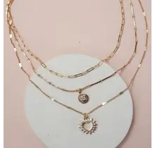 Multi-Layer Rhinestone Heart Pendant Necklace | 25N933
