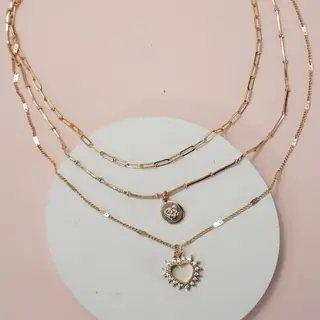 Multi-Layer Rhinestone Heart Pendant Necklace | 25N933