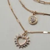 Multi-Layer Rhinestone Heart Pendant Necklace | 25N933