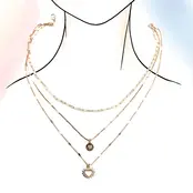 Multi-Layer Rhinestone Heart Pendant Necklace | 25N933