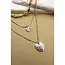 Double Heart Charm Layered Necklace, Gold Plated | 25N556