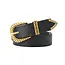 Faux Leather Western Carved Buckle Belt, 42 In - Black