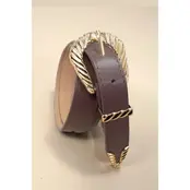 Faux Leather Western Carved Buckle Belt, 42 In - Brown
