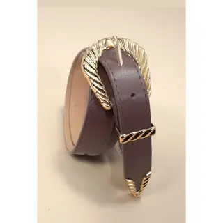 Faux Leather Western Carved Buckle Belt, 42 In - Brown