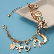 Western Boot Cross Porcelain Charm Bracelet | 80B1345