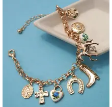 Western Boot Cross Porcelain Charm Bracelet | 80B1345