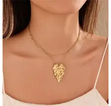 18K Gold Hammered Heart Double Row Necklace | 40NK9695