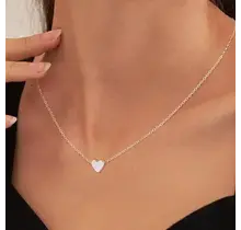 18K Gold Stainless Steel Mini Heart Charm Necklace | 40NK323 Silver