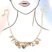 Gold Plated Heart Locket & Flower Charm Necklace | 80N91736