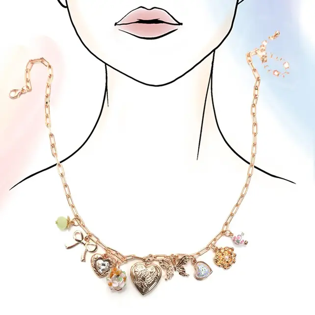 Gold Plated Heart Locket & Flower Charm Necklace | 80N91736