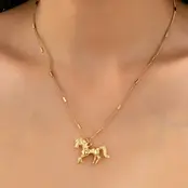 Gold-Tone Horse Pendant Necklace, 17 in | 80N93007
