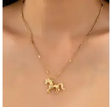 Gold-Tone Horse Pendant Necklace, 17 in | 80N93007