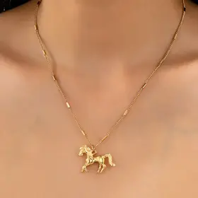 Gold-Tone Horse Pendant Necklace, 17 in | 80N93007