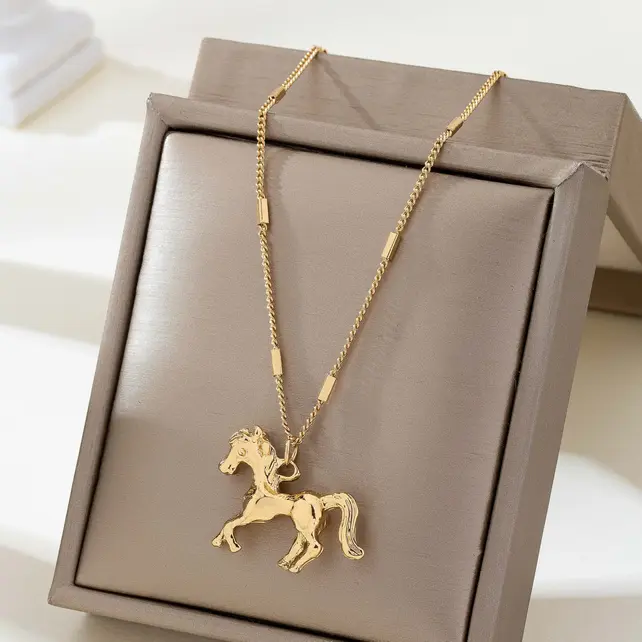 Gold-Tone Horse Pendant Necklace, 17 in | 80N93007