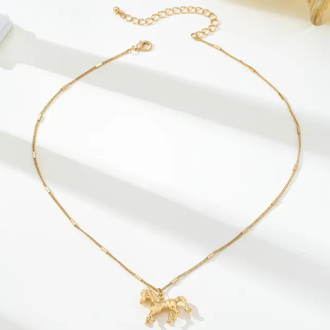 Gold-Tone Horse Pendant Necklace, 17 in | 80N93007