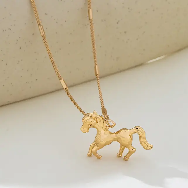 Gold-Tone Horse Pendant Necklace, 17 in | 80N93007