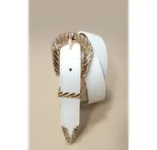 Faux Leather Western Carved Buckle Belt, 42 In | 40BT647 - White