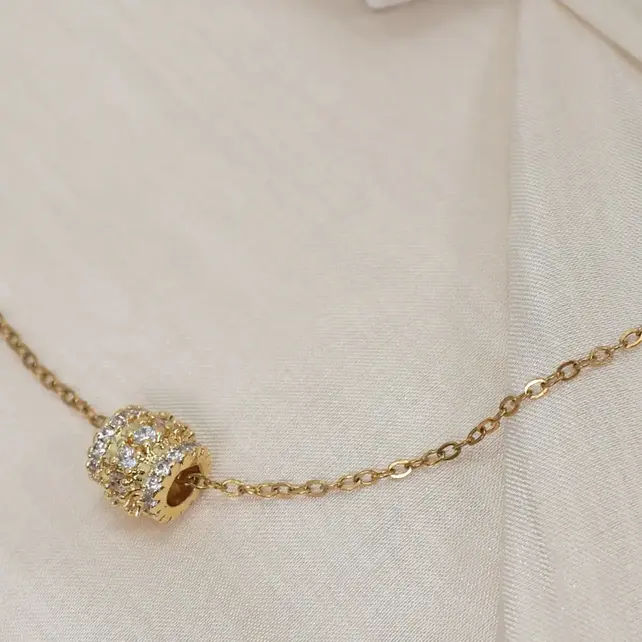 18K Stainless Steel Tarnish Free Barrel Necklace | 40NK9704