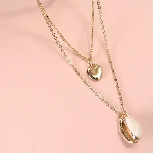 Multi-Layer Ocean Puka Heart Necklace, 16-20 in | 80N680
