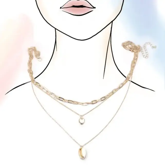 Multi-Layer Ocean Puka Heart Necklace, 16-20 in | 80N680
