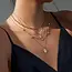 Multi-Layer Stone Chain Teardrop Charm Necklace | 40NK9633