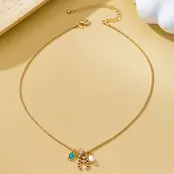 Southwest Horseshoe & Turquoise Charm Necklace, 16in