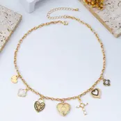 Heart Locket & Cross Charm Necklace, 16.5 in | 80N93116