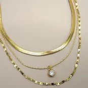18K Gold Stainless Steel Layered Pendant Necklace | 40NK9636