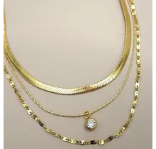 18K Gold Stainless Steel Layered Pendant Necklace | 40NK9636