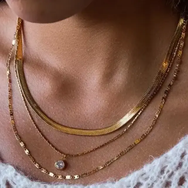 18K Gold Stainless Steel Layered Pendant Necklace | 40NK9636