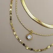 18K Gold Stainless Steel Layered Pendant Necklace | 40NK9636