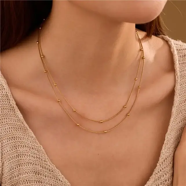18K Stainless Steel Tarnish-Free Layered Necklace | 40NK9684