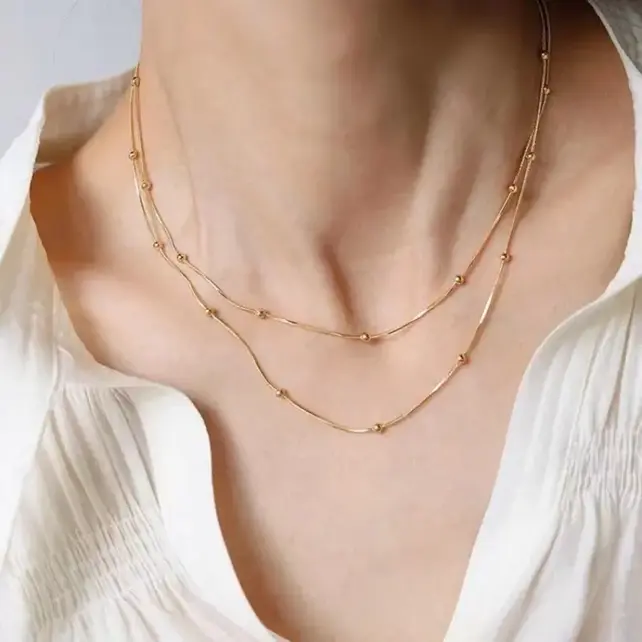 18K Stainless Steel Tarnish-Free Layered Necklace | 40NK9684