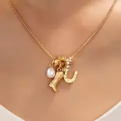 Western Cowboy Boot & Horseshoe Pearl Necklace | 80N93161