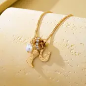 Western Cowboy Boot & Horseshoe Pearl Necklace | 80N93161