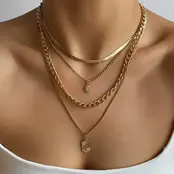 Gold Plated Double Charm Multi-Layer Necklace | 40NK9609