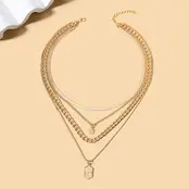 Gold Plated Double Charm Multi-Layer Necklace | 40NK9609