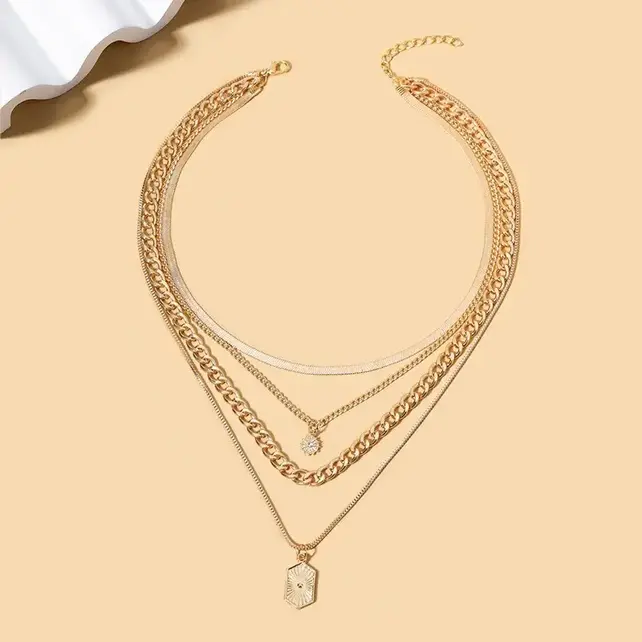 Gold Plated Double Charm Multi-Layer Necklace | 40NK9609