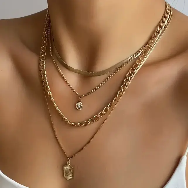 Gold Plated Double Charm Multi-Layer Necklace | 40NK9609