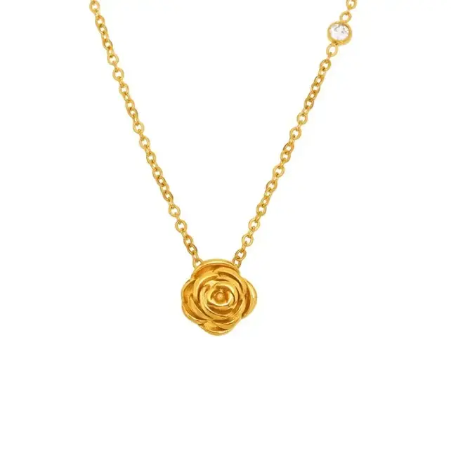 18K Gold Stainless Steel Flower Pendant Necklace | 40NK9545