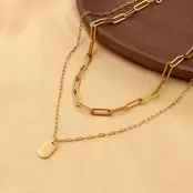 18K Stainless Steel Layered Charm Necklace | 40NK9415
